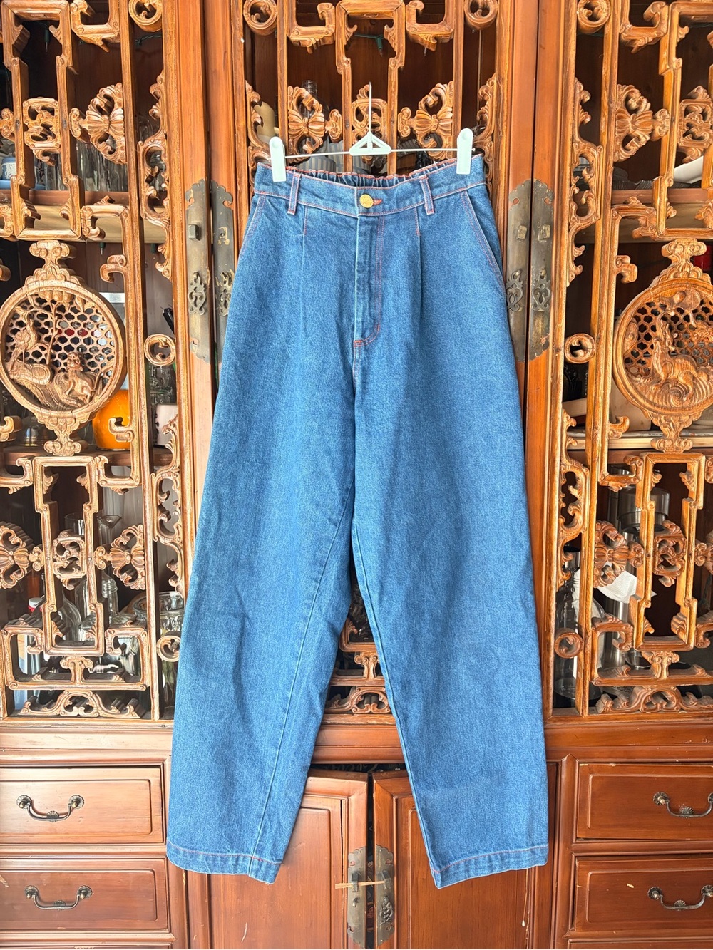 Big Bud Press Denim Trouser Jeans XS Light Wash Orange Stitch Made in LA